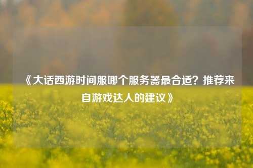 《大話西游時(shí)間服哪個(gè)服務(wù)器最合適？推薦來自游戲達(dá)人的建議》